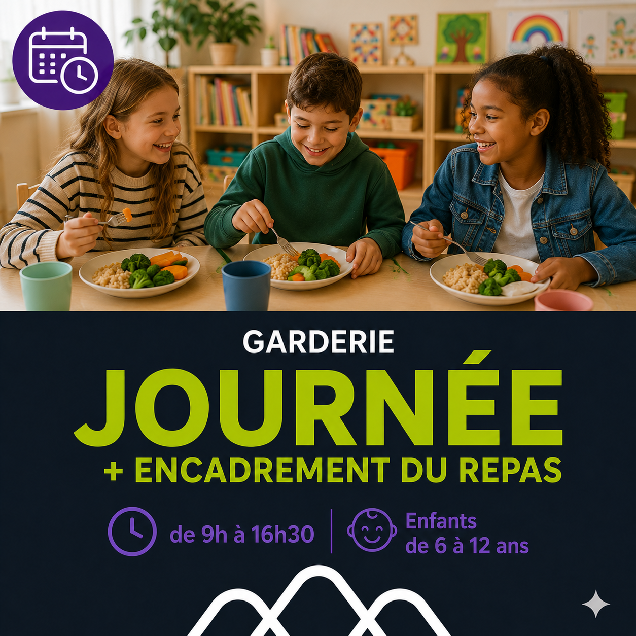 JOURNÉE + ENCADREMENT DU REPAS de 9h à 16h30 / Enfants de 6 à 12 ans