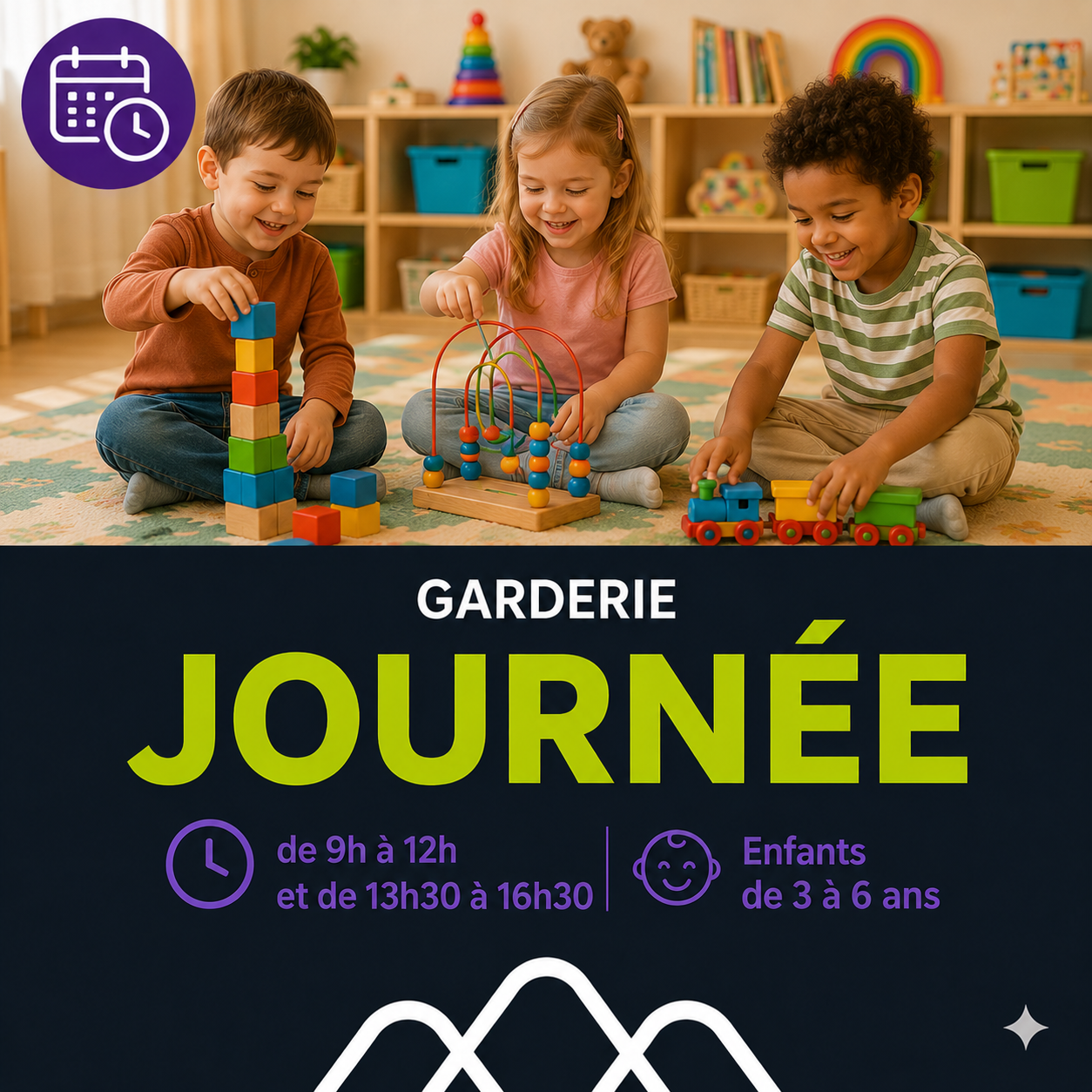 JOURNÉE de 9h à 12h et de 13h30 à 16h30 / Enfants de 3 à 6 ans