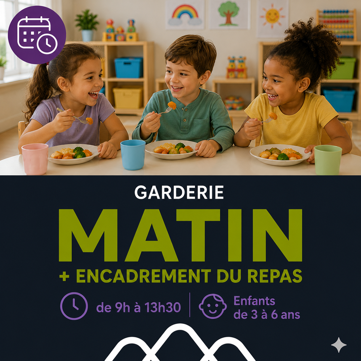 MATIN + ENCADREMENT DU REPAS de 9h à 13h30 / Enfants de 3 à 6 ans