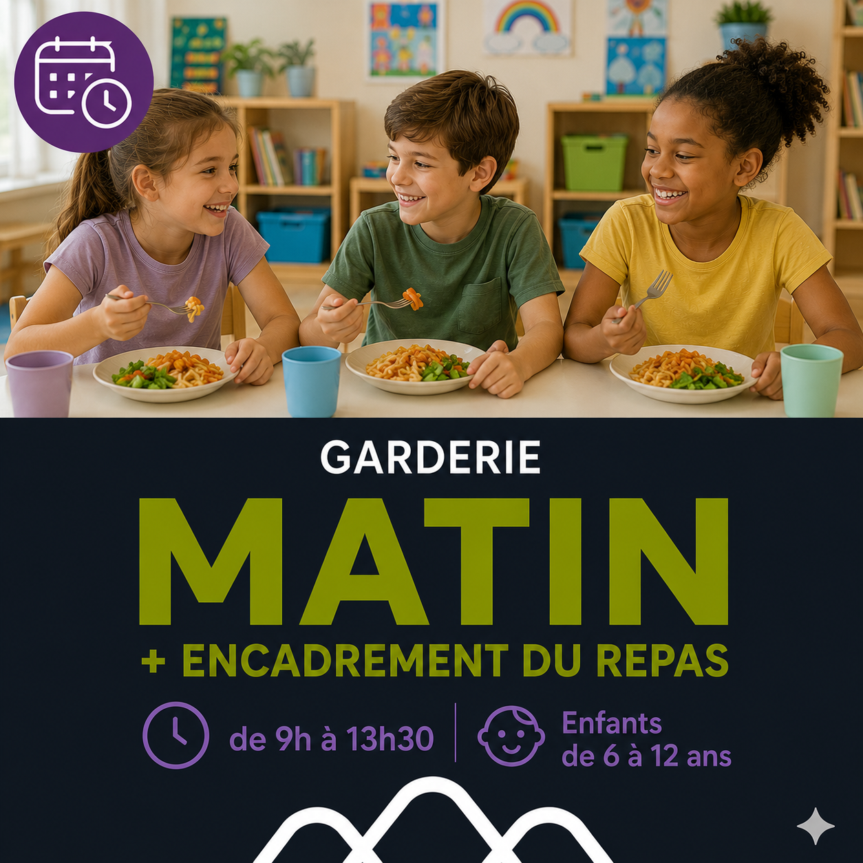 MATIN + ENCADREMENT DU REPAS de 9h à 13h30 / Enfants de 6 à 12 ans